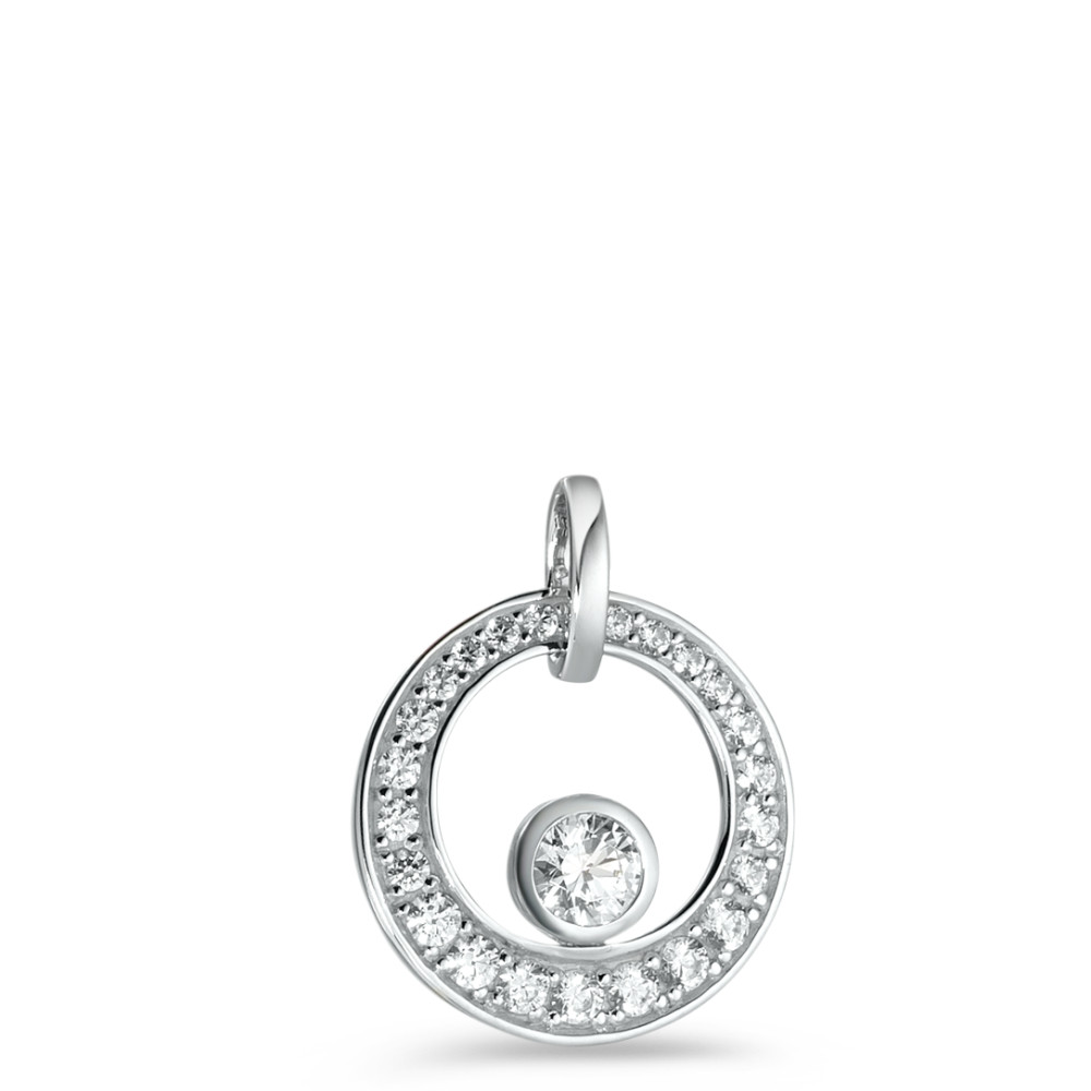 Pendentif Or blanc 9K Zircone blanc, 24 Pierres Ø15 mm-583652