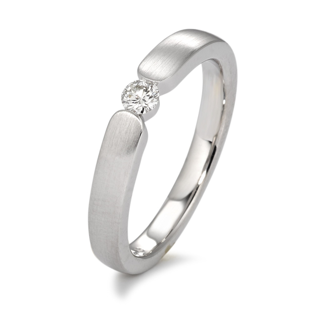Bague solitaire Or blanc 18K Diamant blanc, 0.10 ct, brillant, w-si-583657