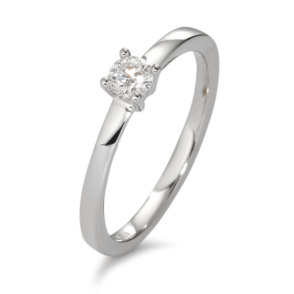 Bague solitaire Or blanc 18K Diamant blanc, 0.20 ct, brillant, w-si-583660