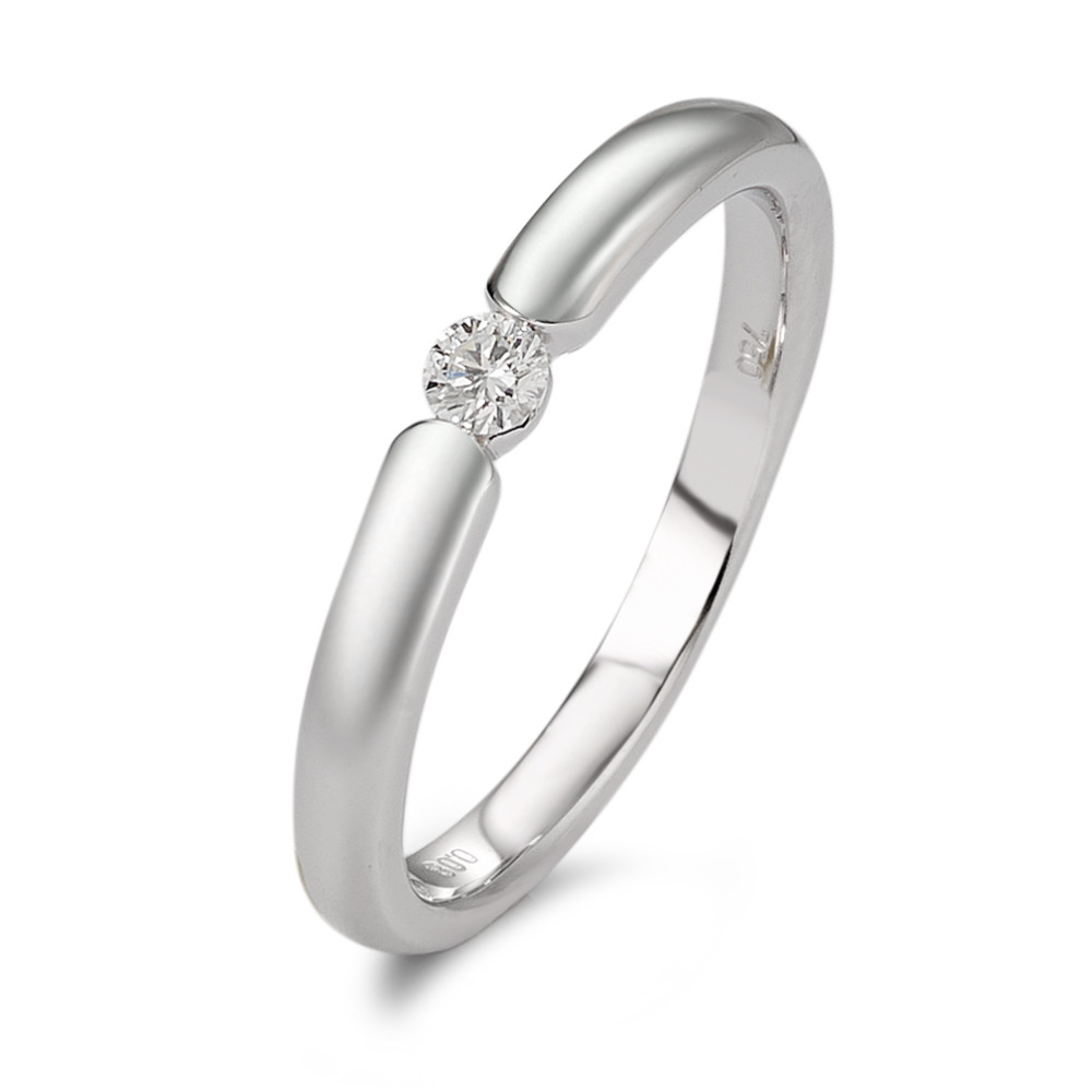 Bague solitaire Or blanc 18K Diamant blanc, 0.08 ct, brillant, w-si-583667