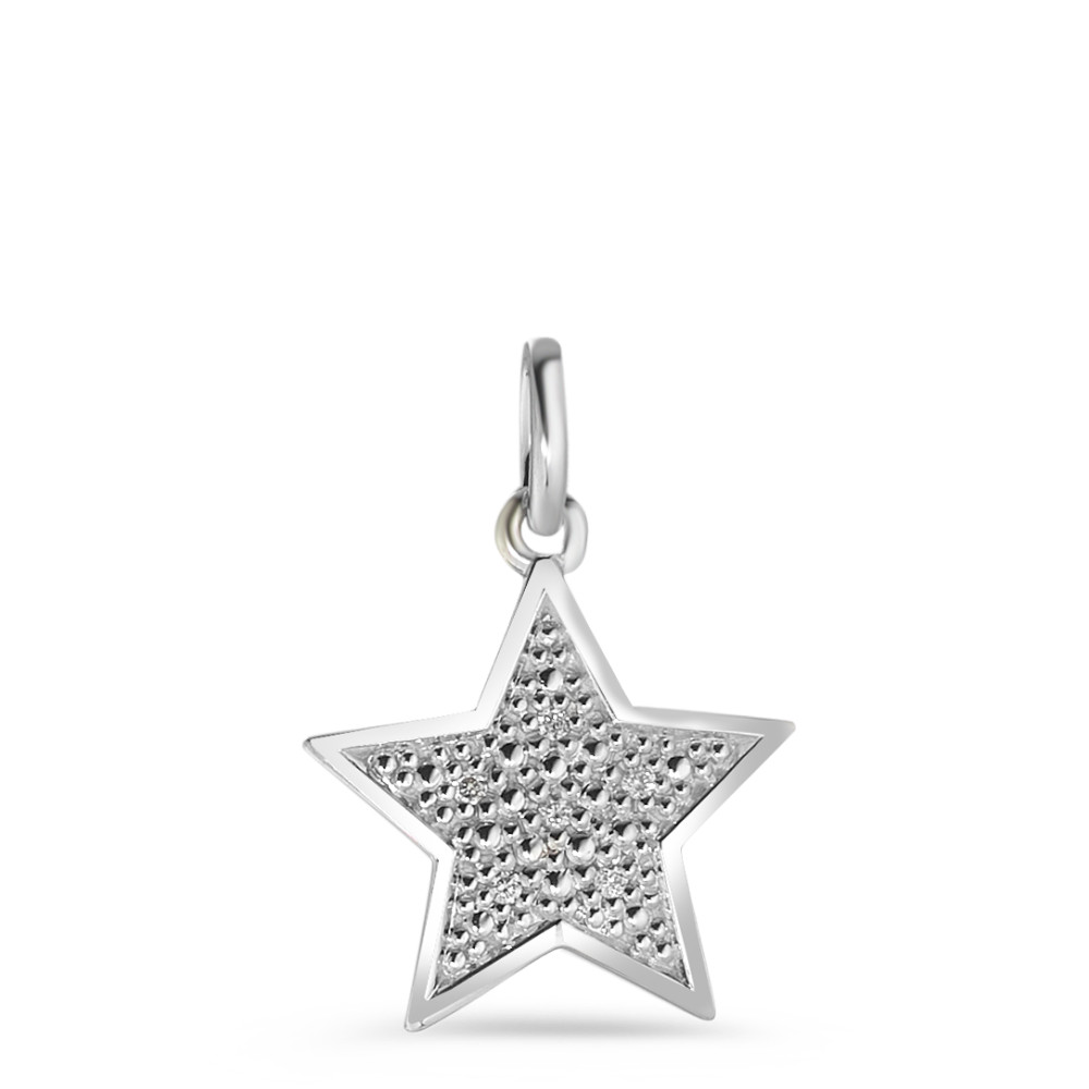 Pendentif Or blanc 9K Diamant blanc, 0.02 ct, 6 Pierres, brillant, p1 Étoile Ø11 mm-583677