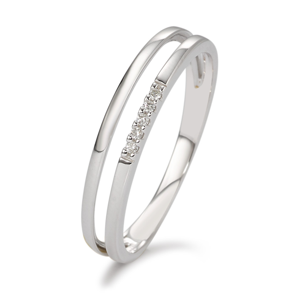 Bague Or blanc 9K Diamant blanc, 0.025 ct, 5 Pierres, brillant, p1-583678
