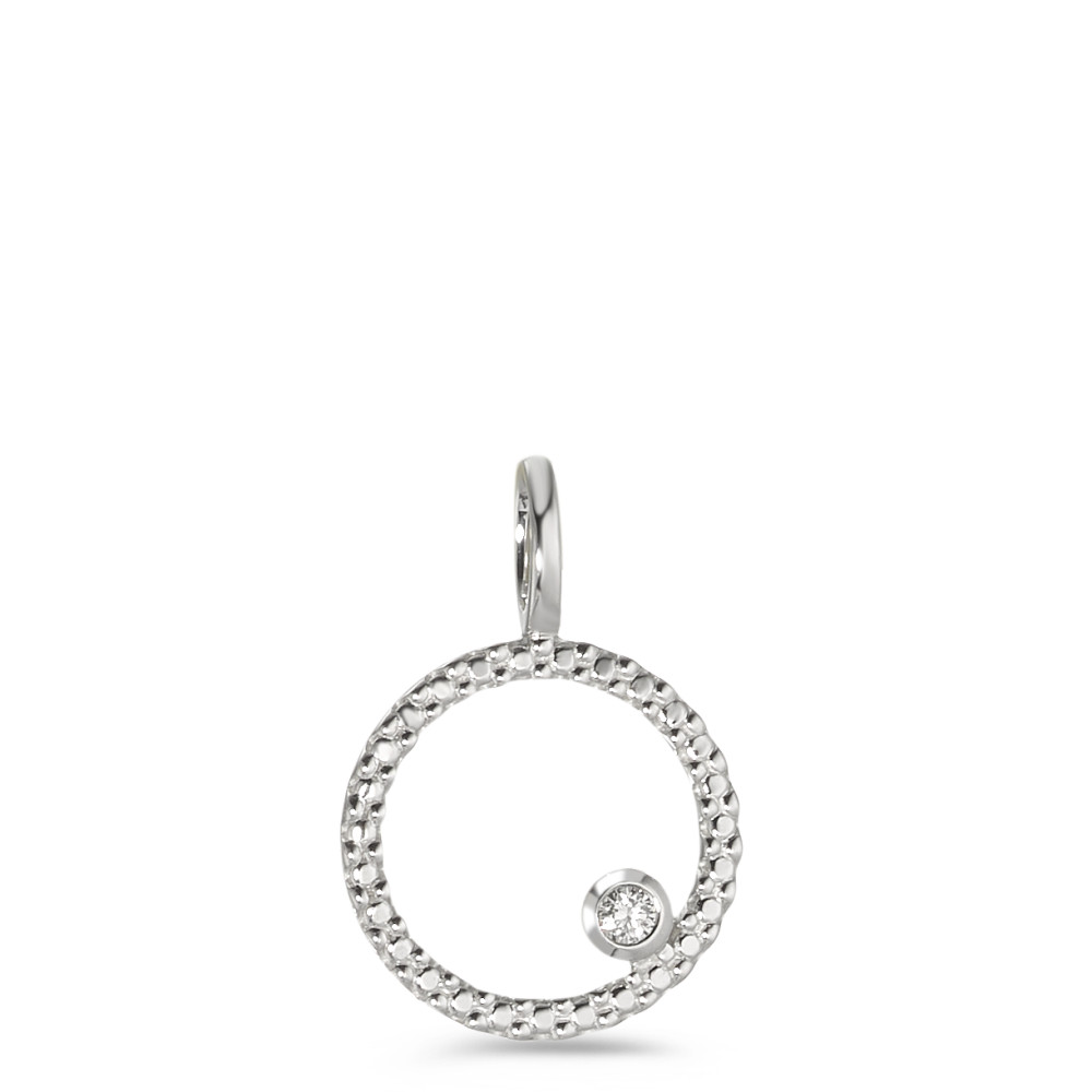 Pendentif Or blanc 9K Diamant blanc, 0.02 ct, brillant, p1 Ø11 mm-583689