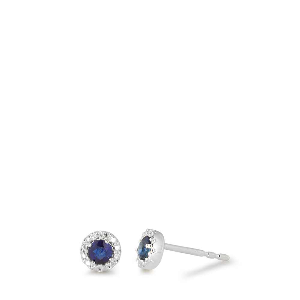 Clous d'oreilles Or blanc 9K Saphir 2 Pierres Ø5 mm-583696
