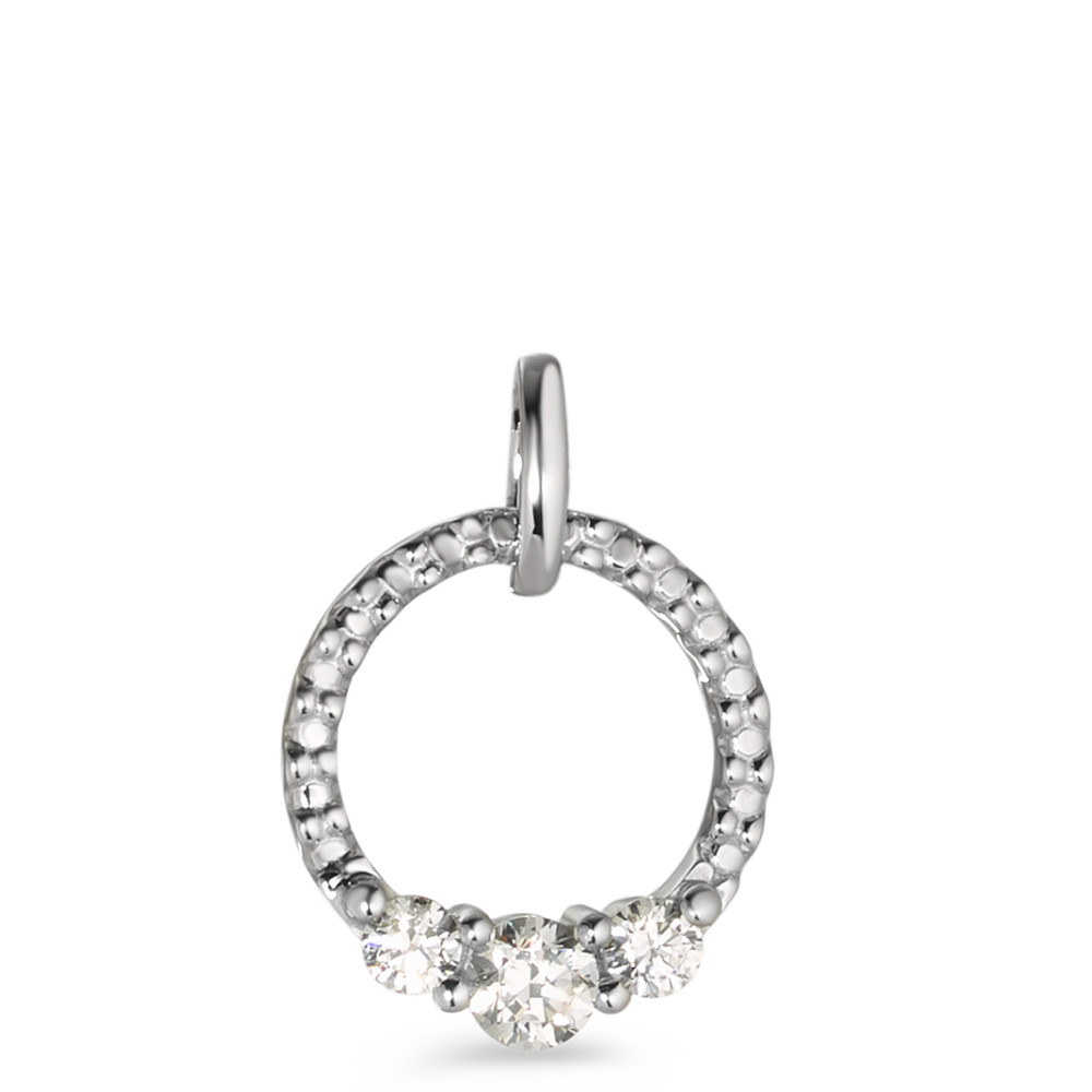 Pendentif Or blanc 9K Zircone blanc, 3 Pierres Ø11 mm-583702