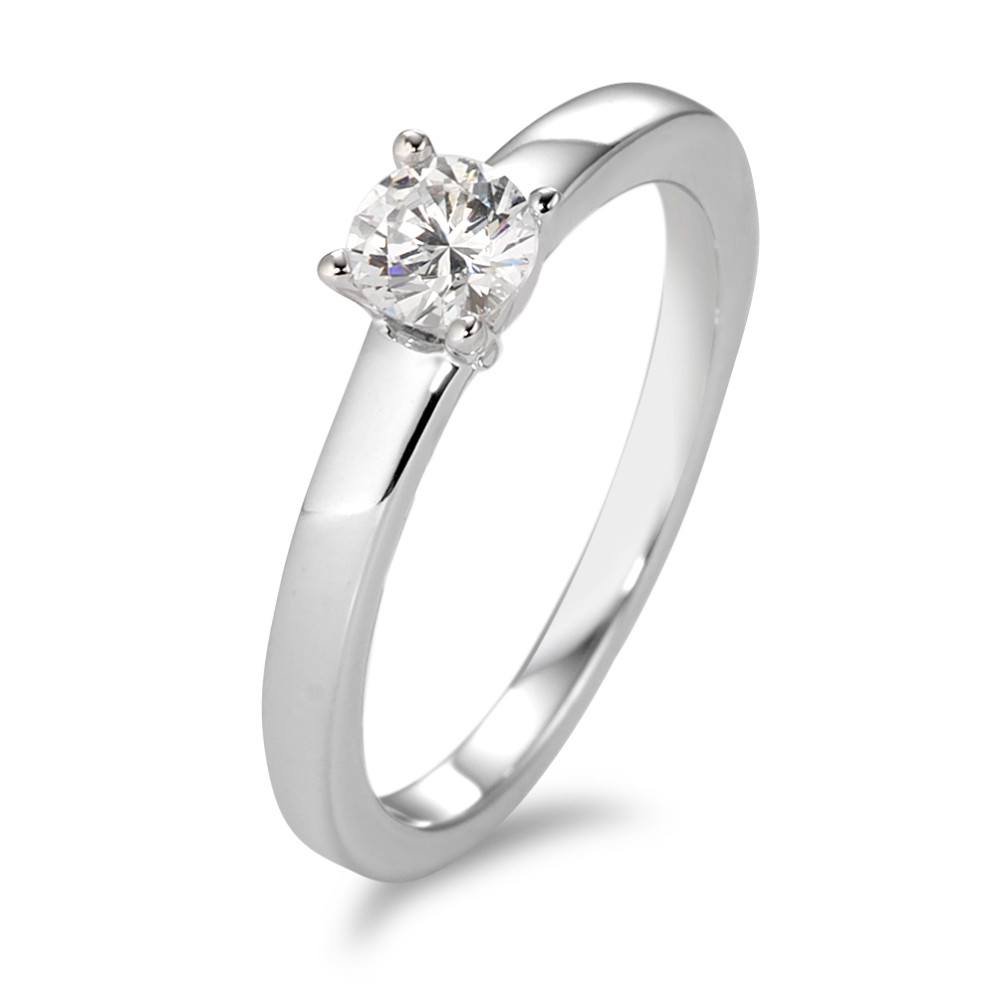 Bague solitaire Or blanc 9K Zircone blanc Ø4 mm-583713
