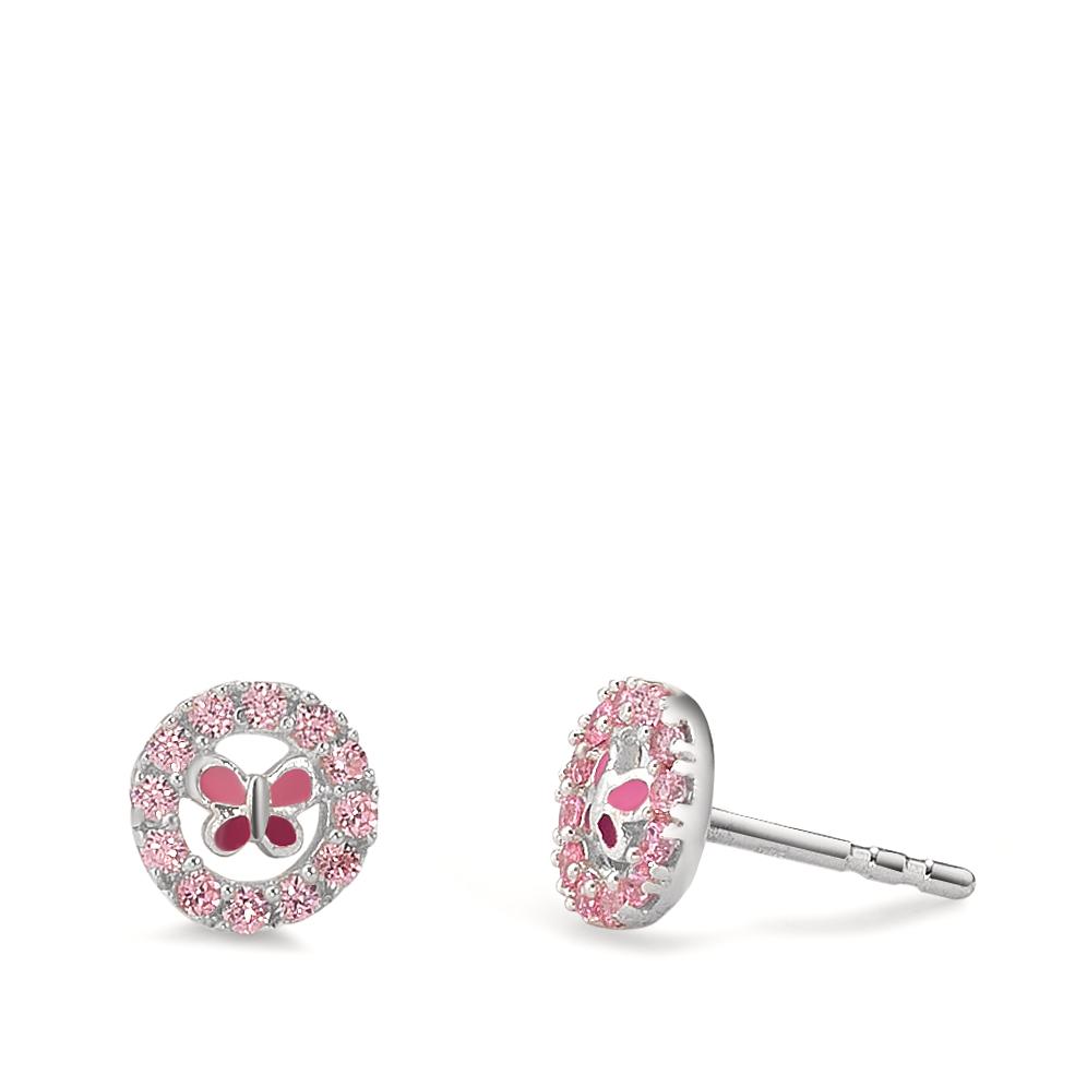 Clous d'oreilles Argent Zircone Laqué Papillon Ø7 mm-583919