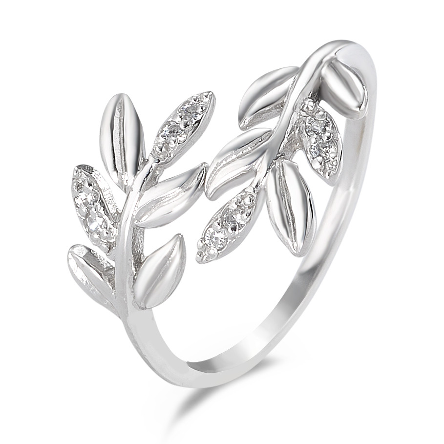 Bague Argent Zircone 8 Pierres Rhodié Feuille-584062
