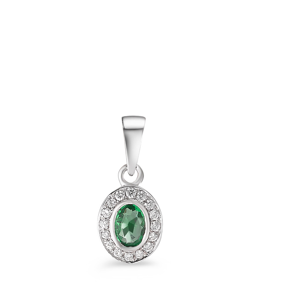 Pendentif Or blanc 18K Diamant 0.04 ct, 17 Pierres, w-si, Émeraude-584169