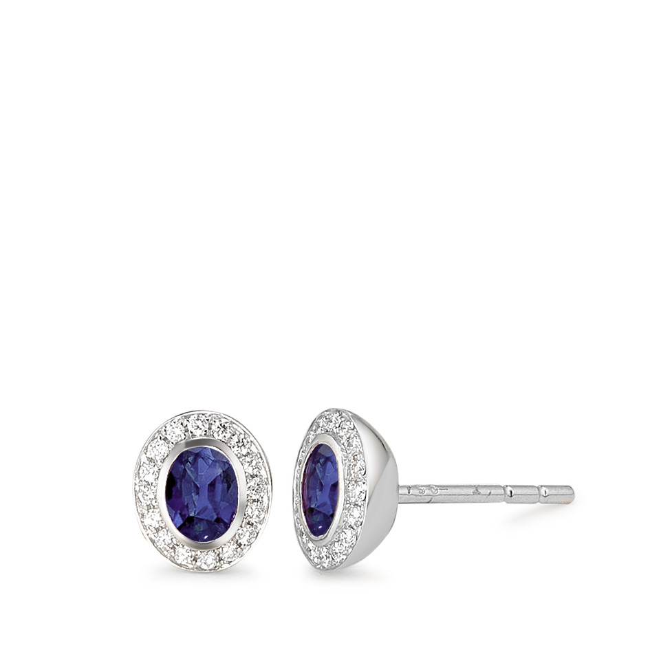 Clous d'oreilles Or blanc 18K Diamant 0.08 ct, 34 Pierres, w-si-584174