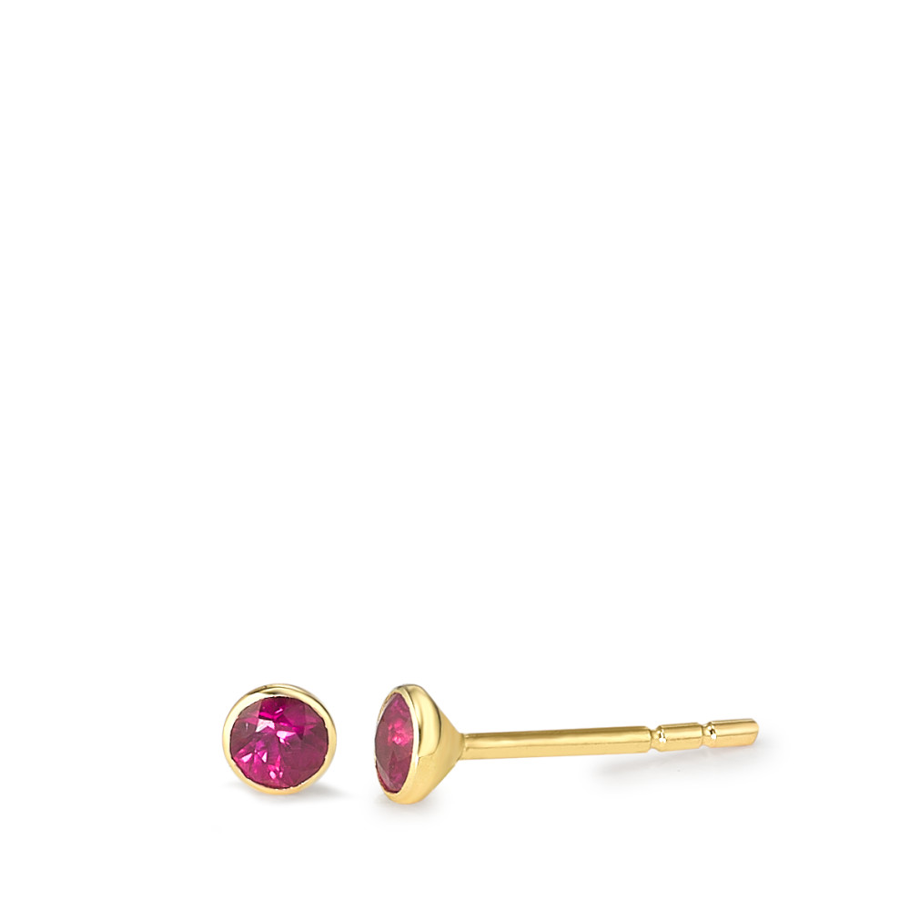 Clous d'oreilles Or jaune 18K Rubis 2 Pierres-584181