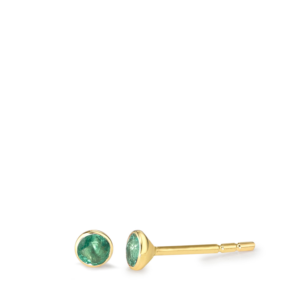 Clous d'oreilles Or jaune 18K Émeraude 2 Pierres Ø3 mm-584182