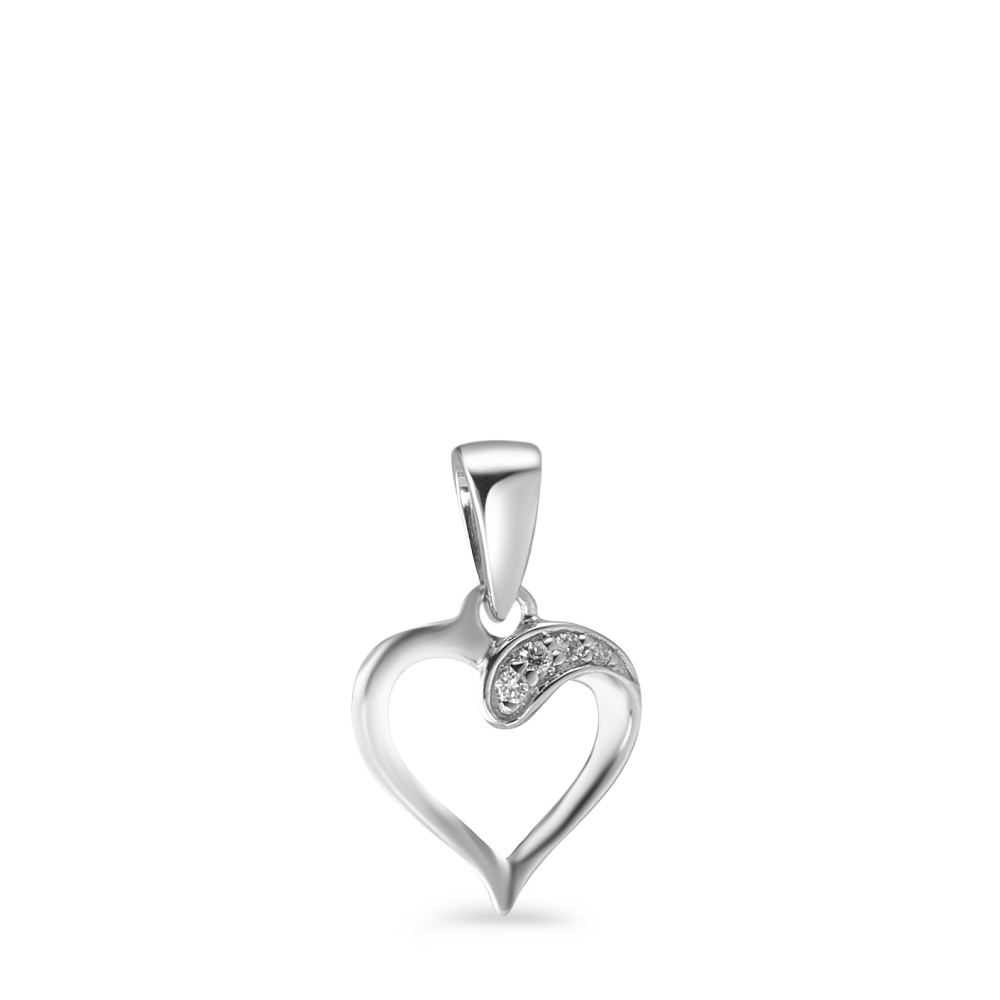 Pendentif Or blanc 18K Diamant 0.015 ct, 4 Pierres, w-si Coeur Ø9 mm-584192