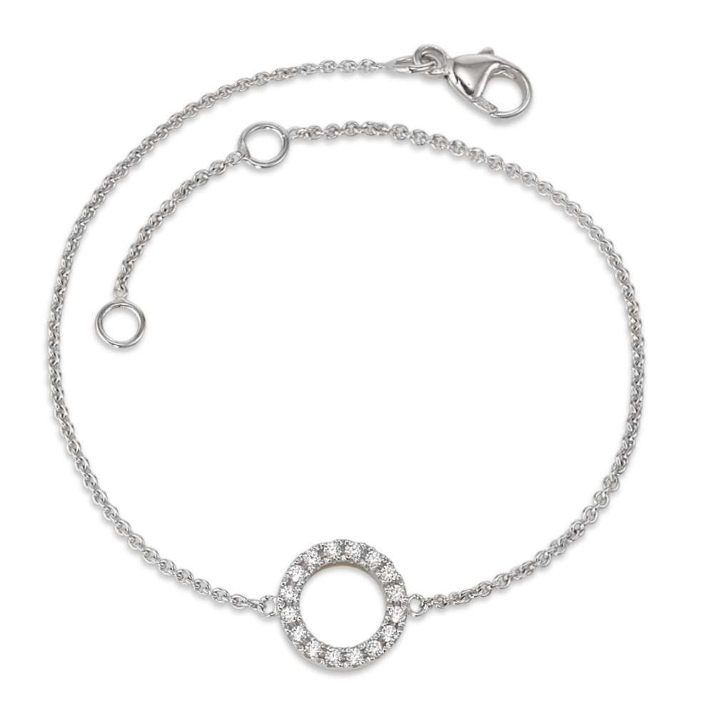Bracelet Or blanc 9K Zircone 16 Pierres 15.5-17.5 cm-584229
