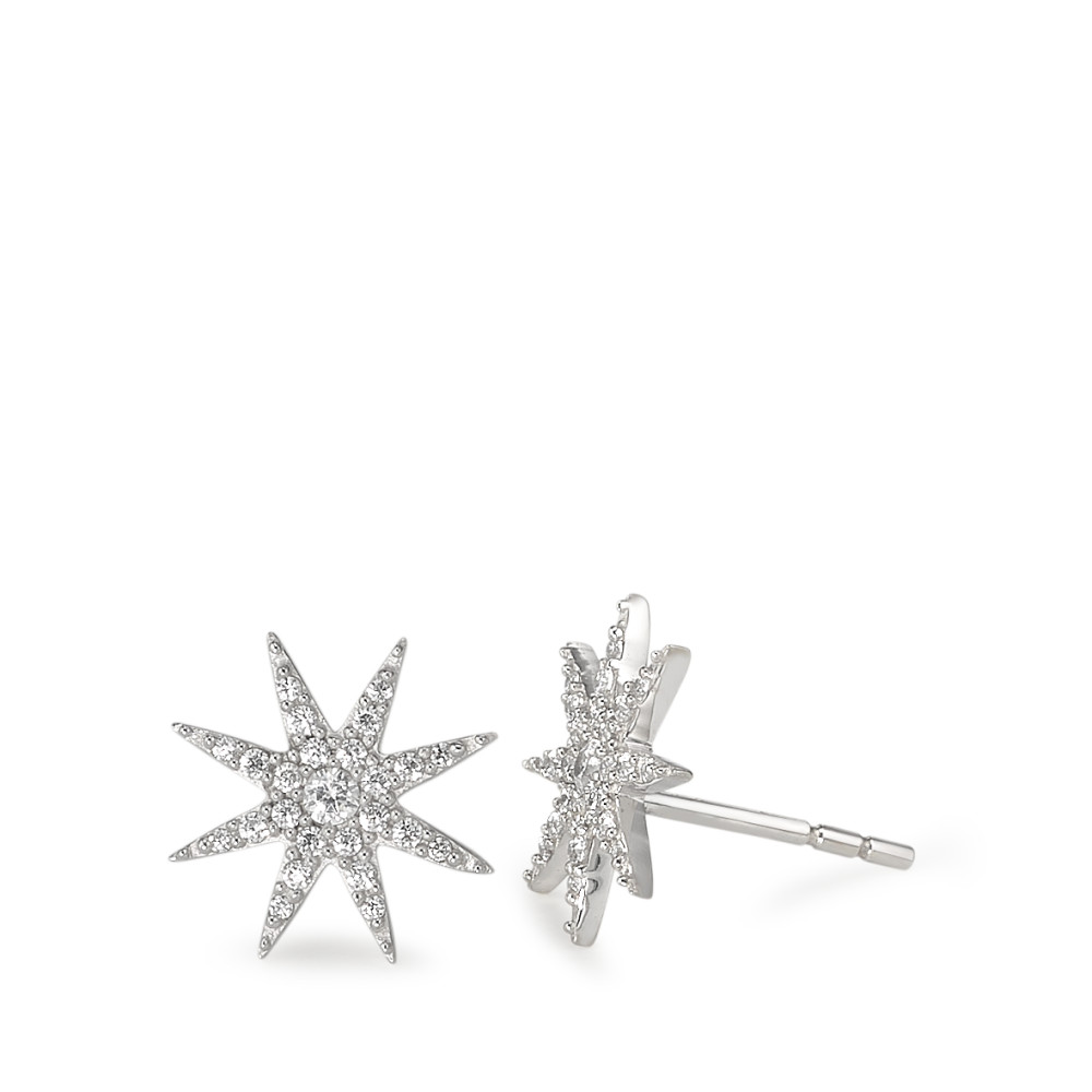 Clous d'oreilles Or blanc 9K Zircone Étoile Ø10 mm-584232