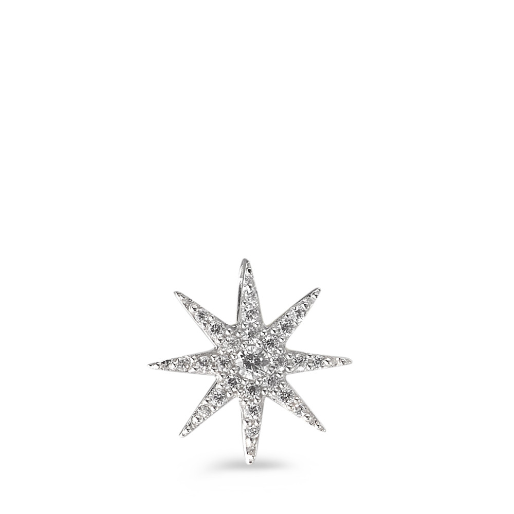 Pendentif Or blanc 9K Zircone Étoile Ø10 mm-584233
