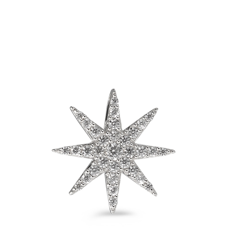 Pendentif Or blanc 9K Zircone Étoile Ø14 mm-584234