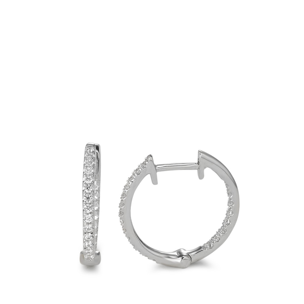 Créoles à charnières Or blanc 9K Zircone 44 Pierres-584237