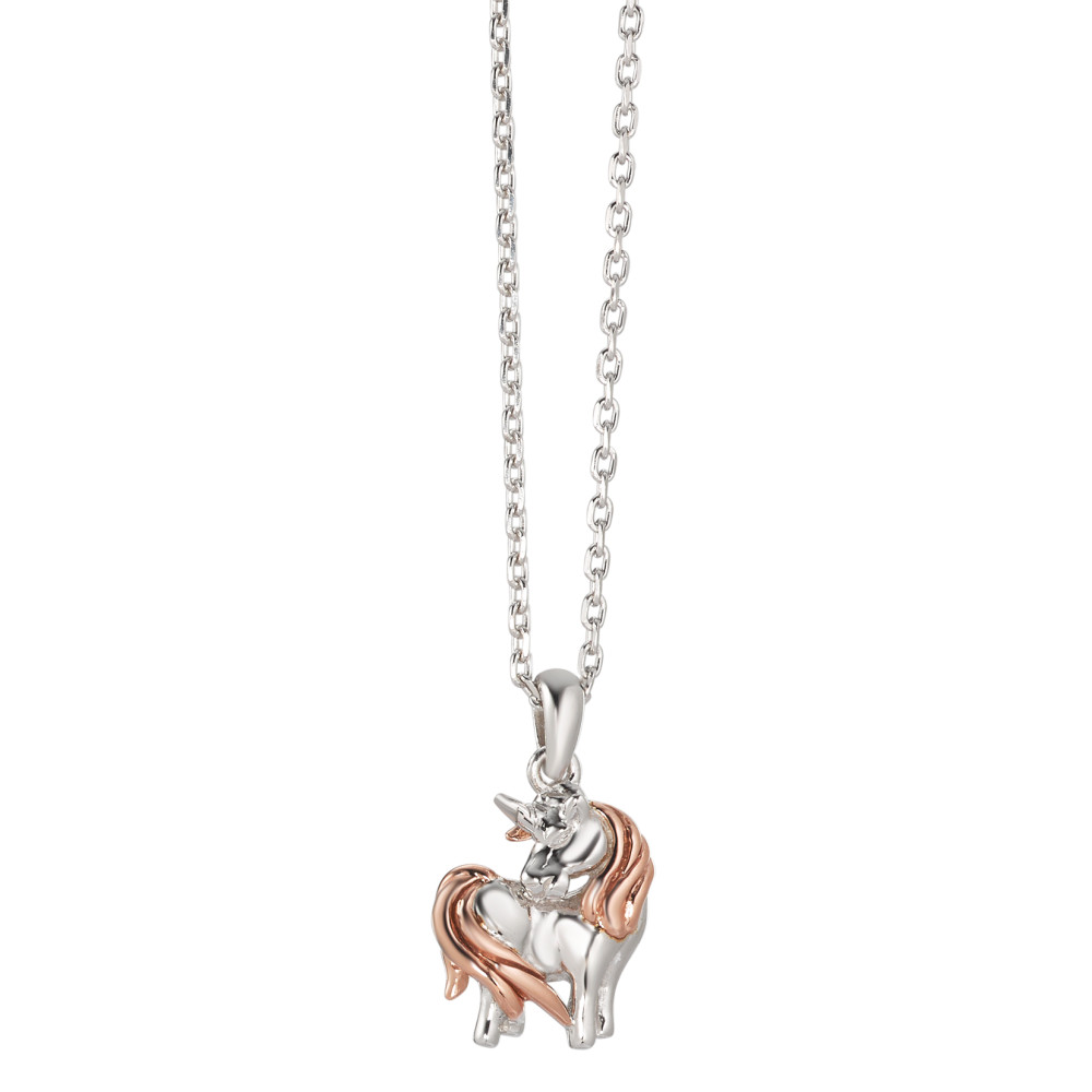 Halskette mit Anhไnger Silber rosé bicolor Einhorn 36-38 cm verstellbar-584309