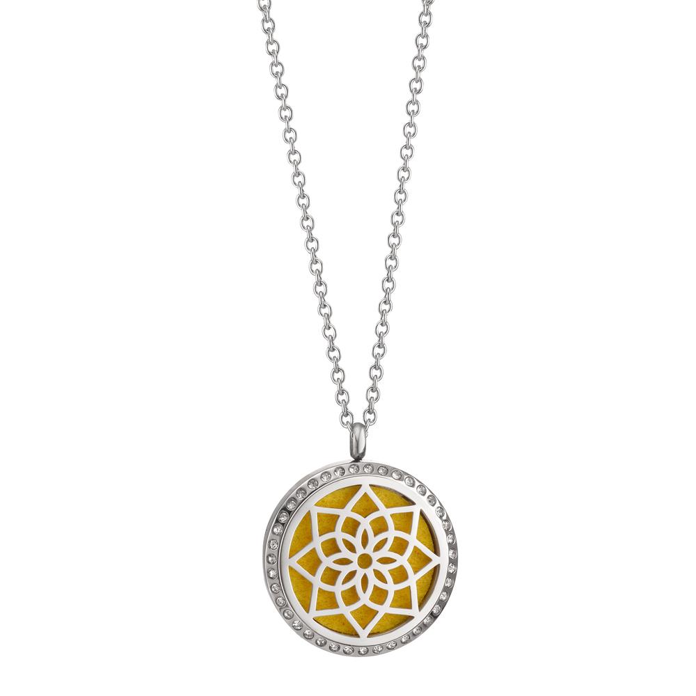 Médaillon à parfumer en forme de fleur de vie et zirconia avec 2 chaînes à combiner.-584580