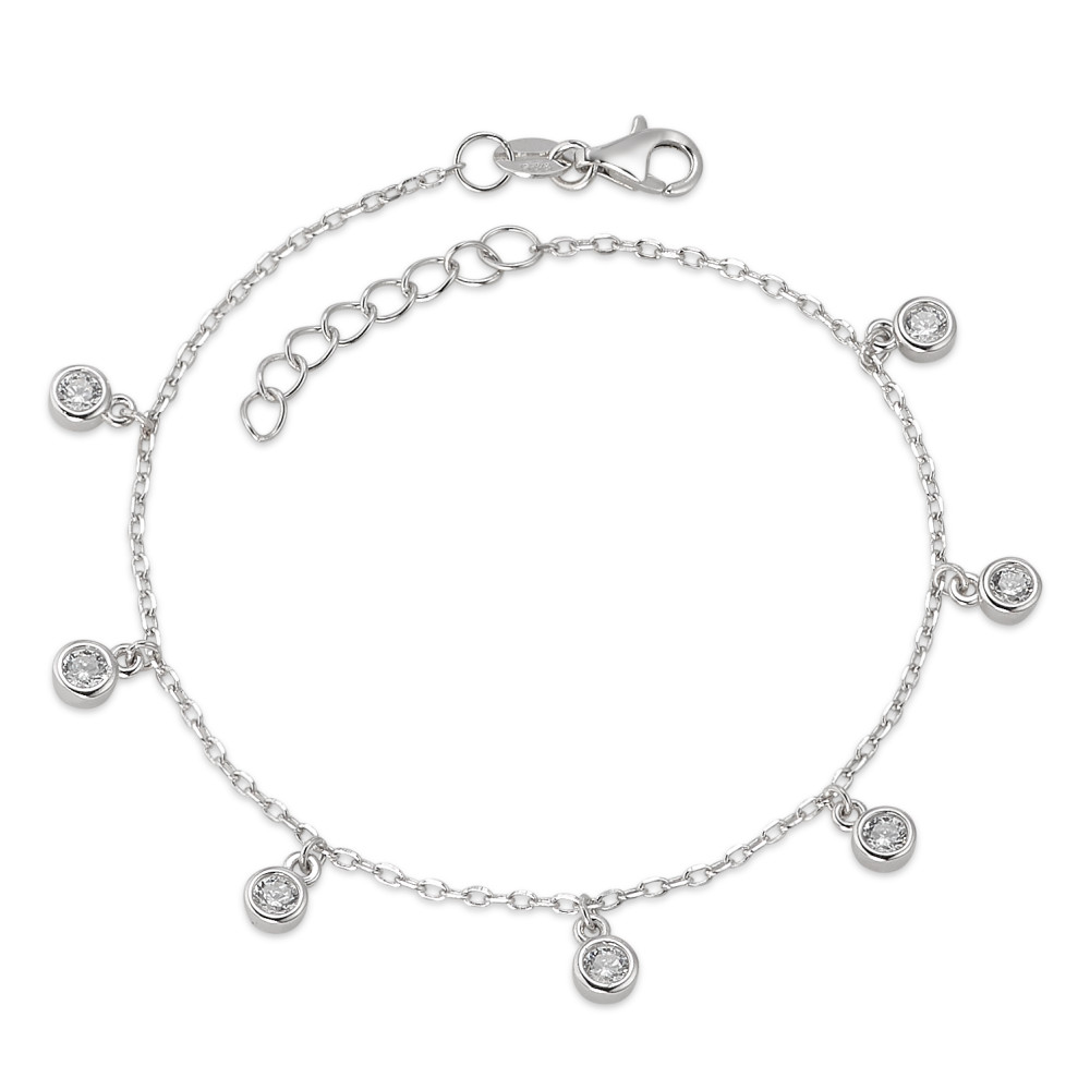 Bracelet Argent Zircone 7 Pierres Rhodié 17-19 cm-584673
