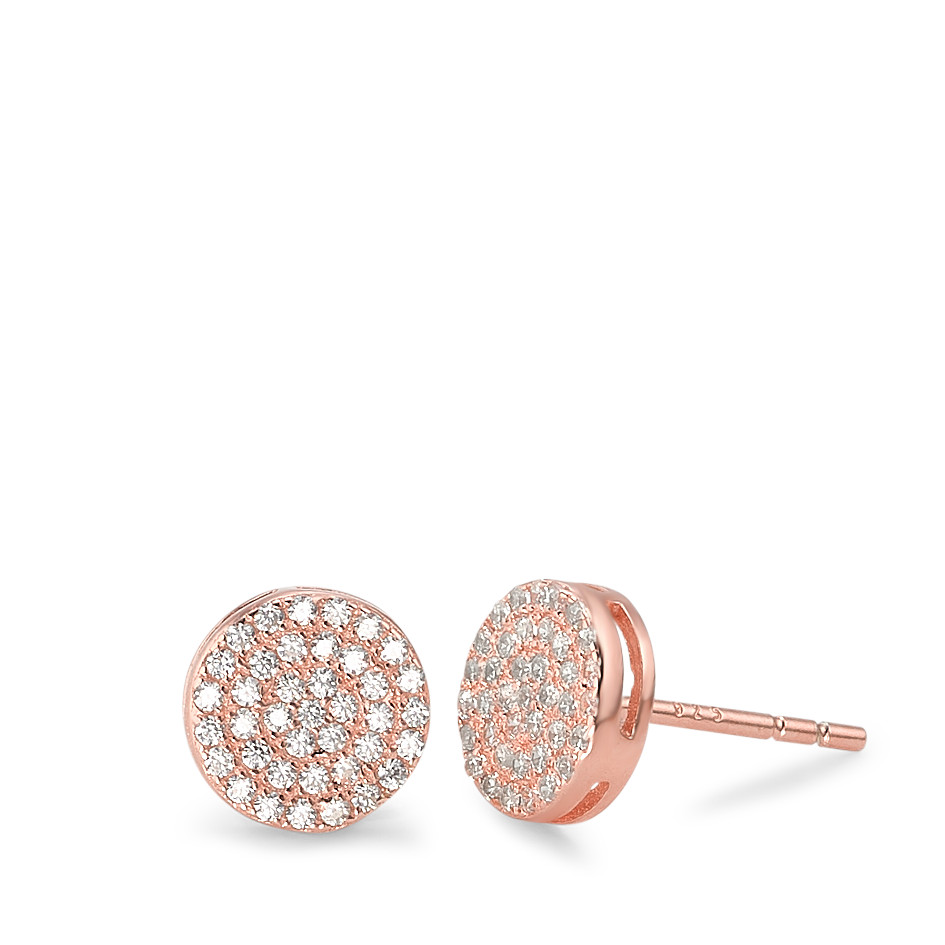 Clous d'oreilles Argent Zircone rosé Plaqué or Ø8 mm-584703