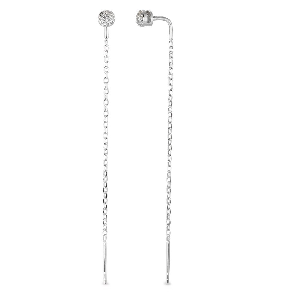 Boucles d'oreilles pendantes Argent Zircone 14 Pierres Rhodié Ø4 mm-584725