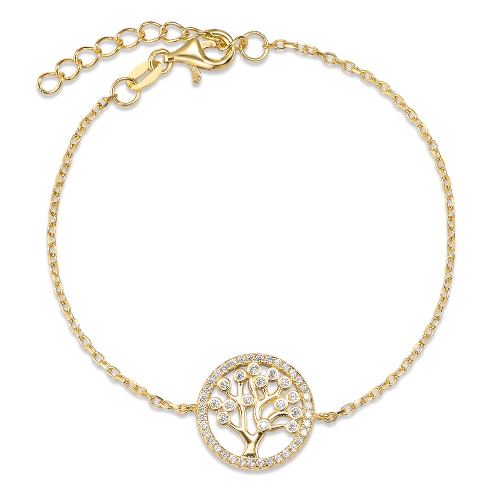 Bracelet Argent Zircone jaune Plaqué or Arbre de la vie 16-19 cm-584736