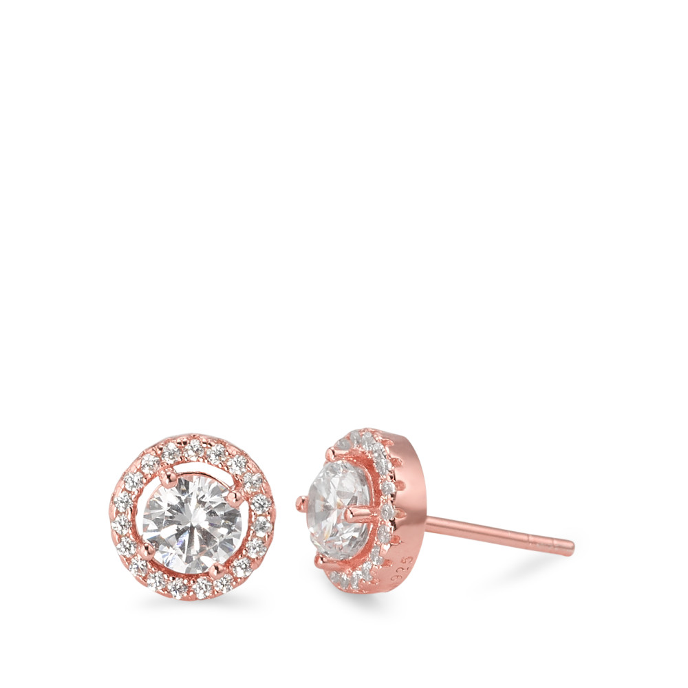 Clous d'oreilles Argent Zircone rosé Plaqué or Ø8 mm-584737