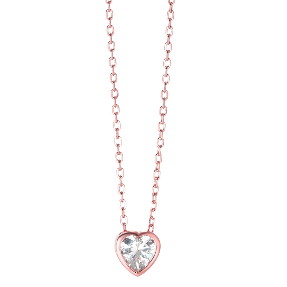Collier Argent Zircone rosé Plaqué or Coeur 40-45 cm-584744