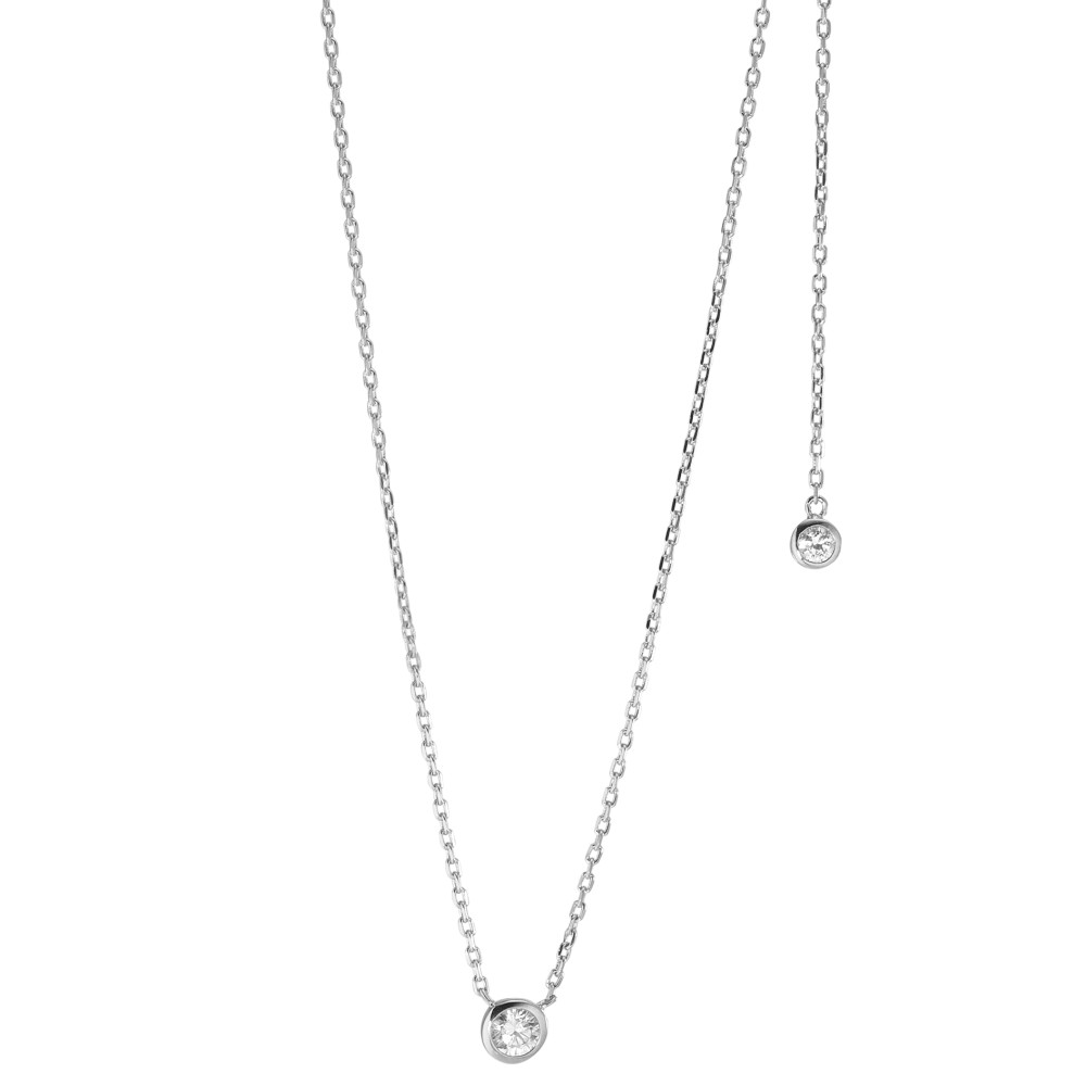 Collier Argent Zircone 2 Pierres Rhodié 40-45 cm-584782