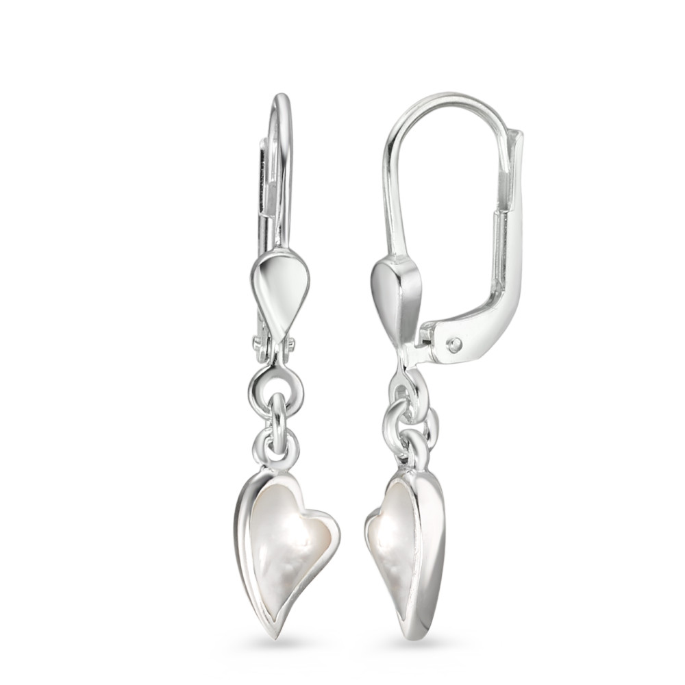Pendant d'oreilles Argent nacre blanc, 2 Perles Coeur Ø5 mm-585115