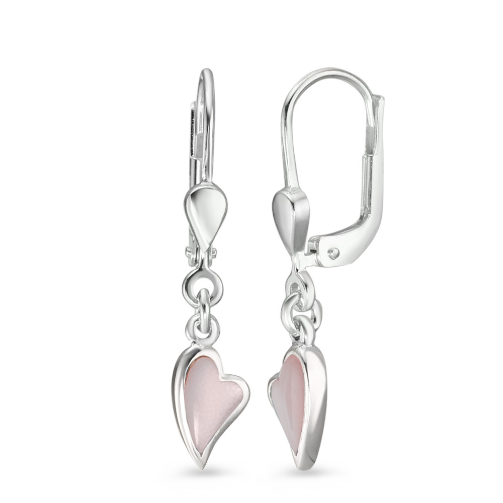 Pendant d'oreilles Argent nacre rose, 2 Perles Coeur Ø5 mm-585116