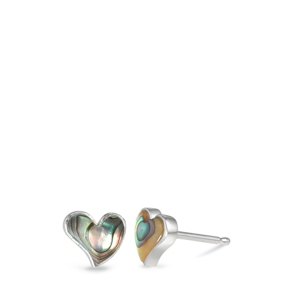 Clous d'oreilles Argent Abalone 2 Pierres Coeur Ø7 mm-585192
