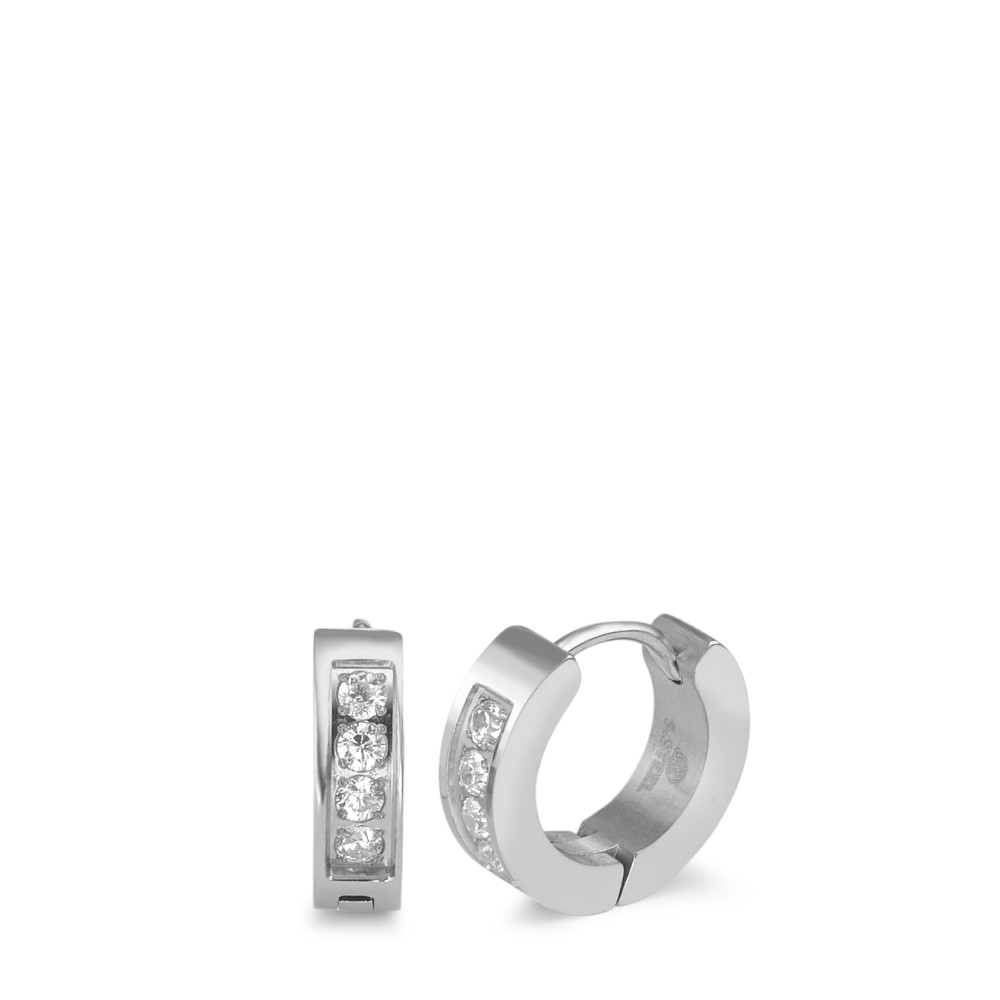 Créoles à charnières Acier inoxydable Zircone 8 Pierres-585389