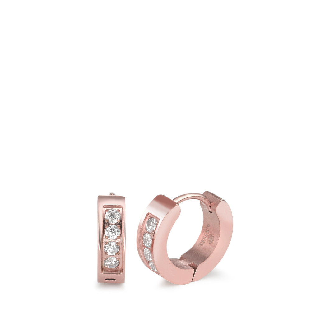 Créoles à charnières Acier inoxydable Zircone 8 Pierres rosé PVD-585390
