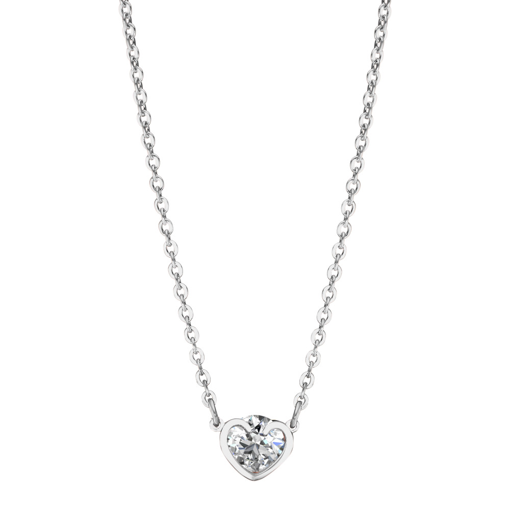 Collier Acier inoxydable Zircone Coeur 45-50 cm-585491