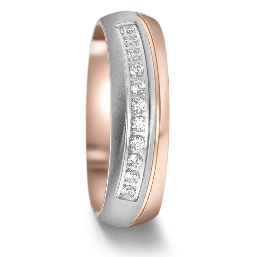 Bague Acier inoxydable Zircone 11 Pierres rosé PVD-585583