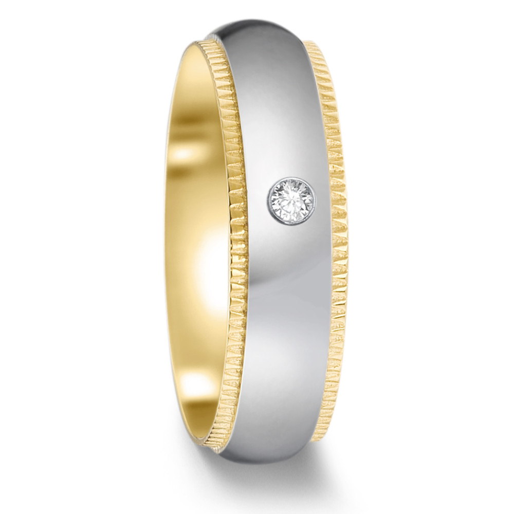 Bague Acier inoxydable Zircone jaune PVD-585586