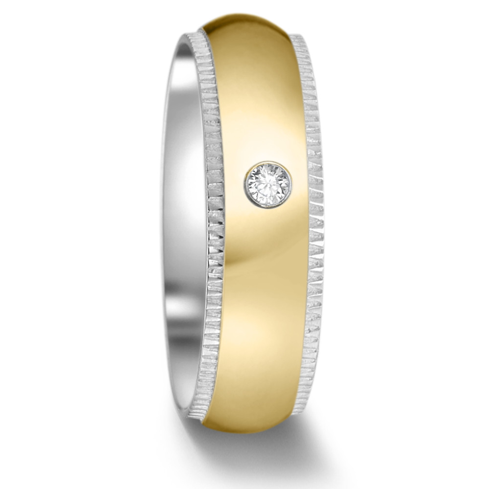 Bague Acier inoxydable Zircone jaune PVD-585588