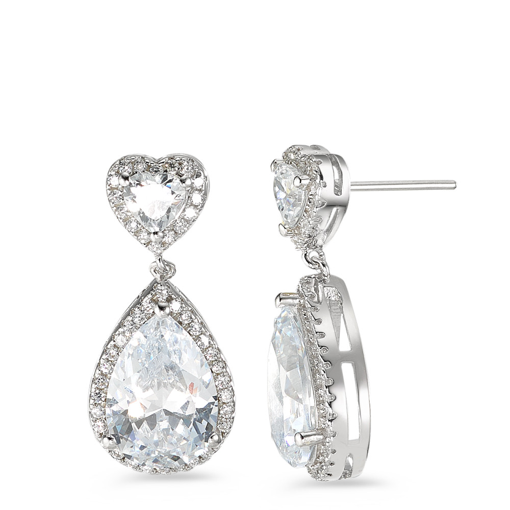 Pendant d'oreilles Argent Zircone Rhodié Coeur-585618