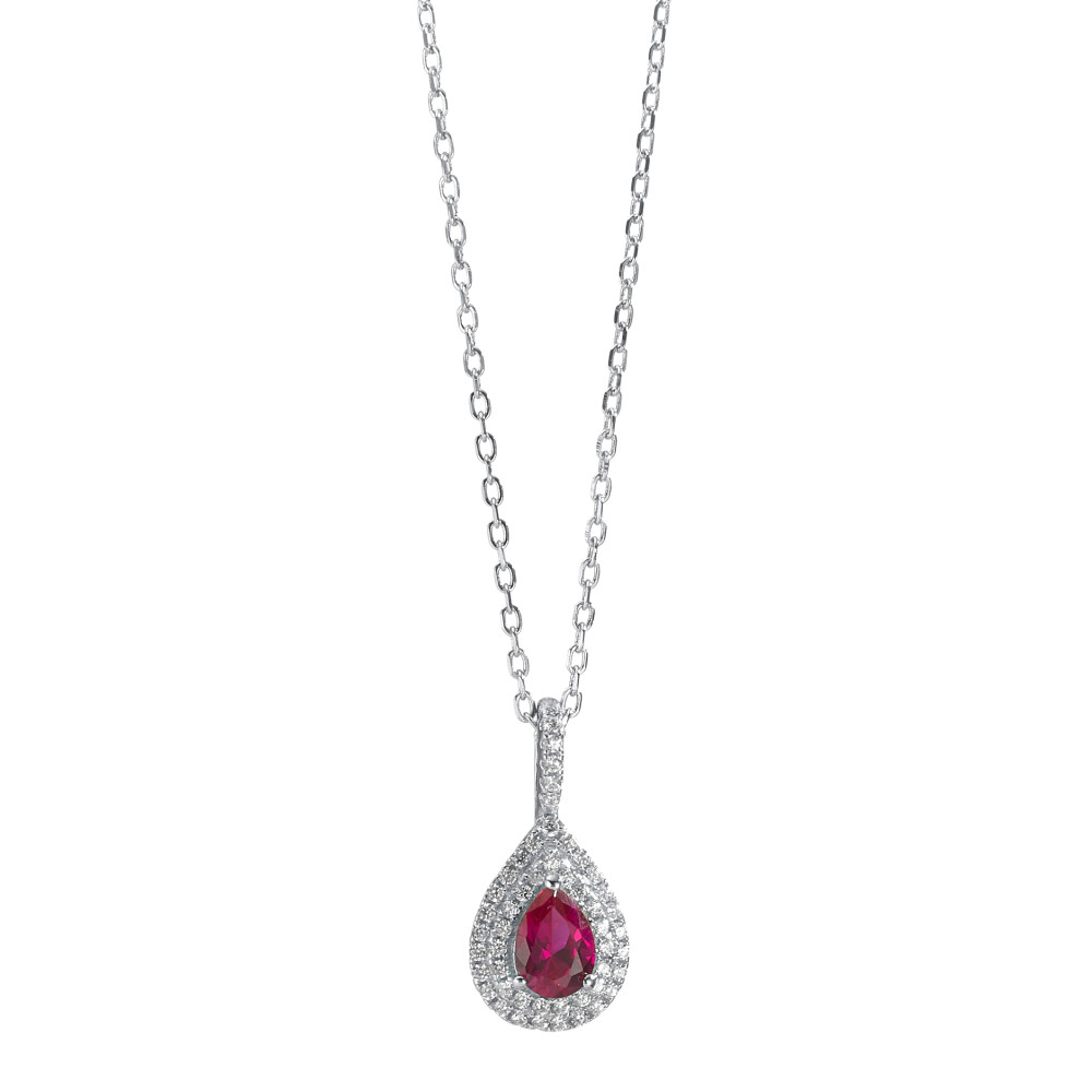 Chaînette avec pendentif Argent Zircone rose Rhodié 40-45 cm-585623