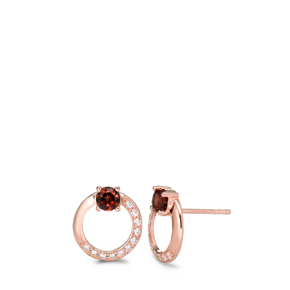 Clous d'oreilles Argent Grenat 24 Pierres rosé Plaqué or Ø11 mm-585650