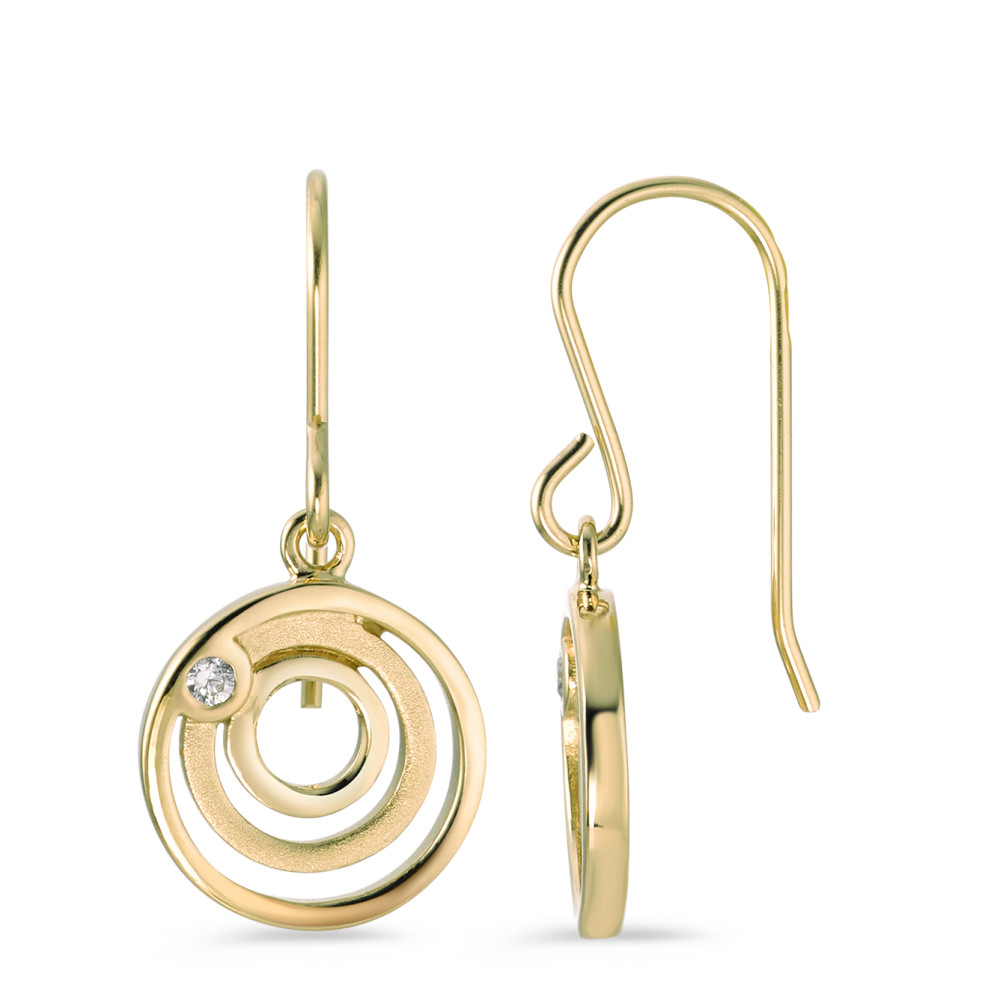 Pendant d'oreilles Argent Zircone 2 Pierres jaune Plaqué or Ø12 mm-585718