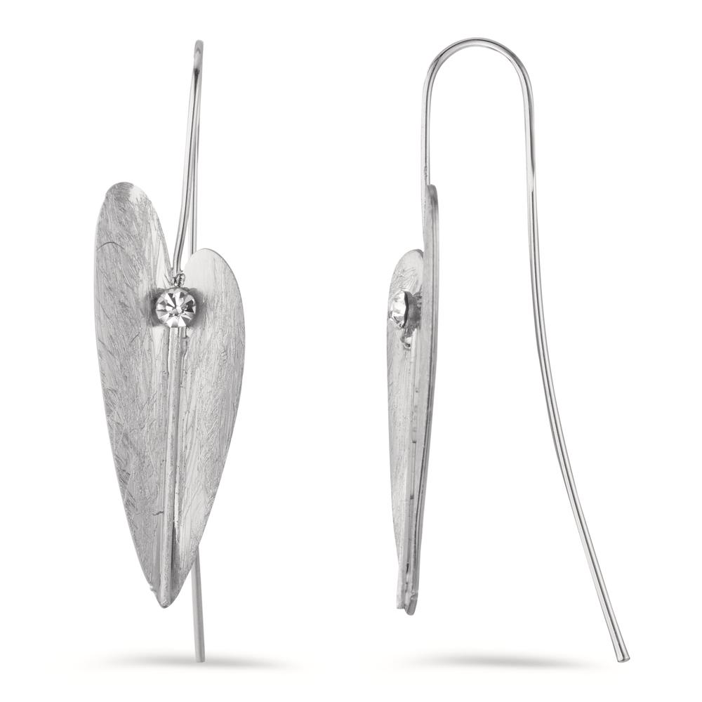 Pendant d'oreilles Bronze Cristal 2 Pierres Rhodié Feuille-585825