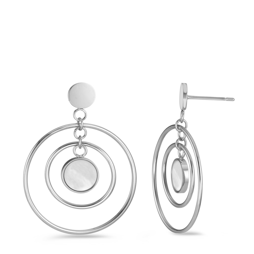 Pendant d'oreilles Acier inoxydable nacre blanc, 2 Perles Ø25 mm-586142