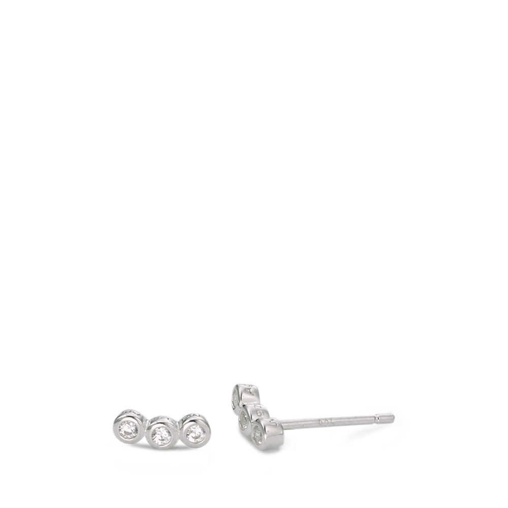 Clous d'oreilles Argent Zircone 3 Pierres Rhodié-586395