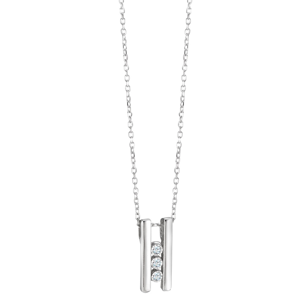 Collier Or blanc 18K Diamant 0.54 ct, 3 Pierres, w-pi2 40-42 cm-586515