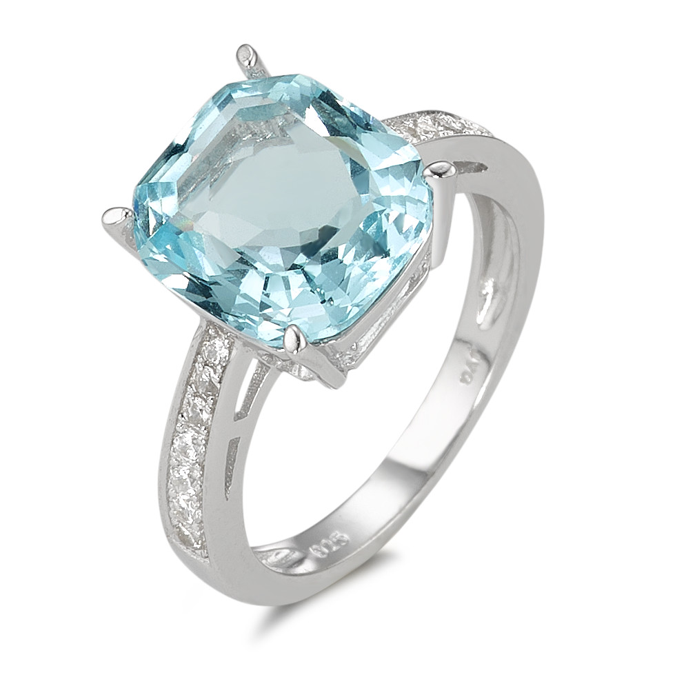 Bague Argent [synth. Aquamarin], Zircone Rhodié-586619