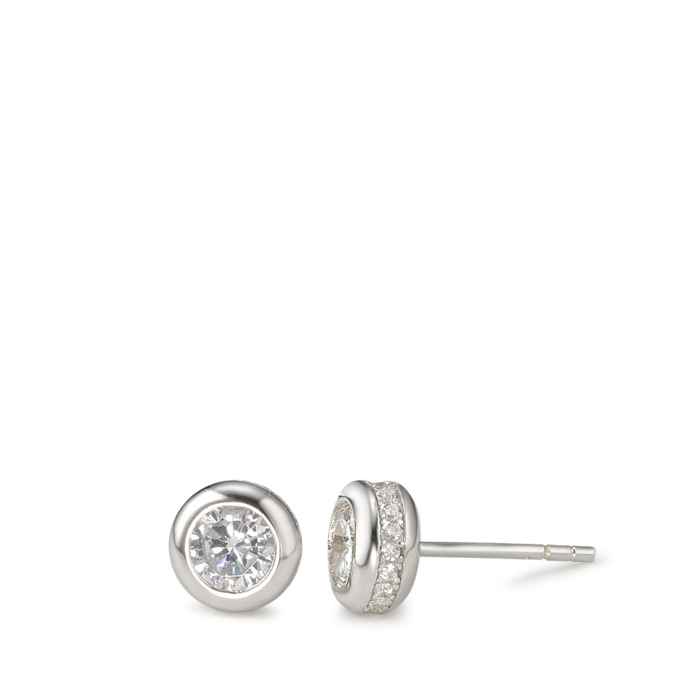 Clous d'oreilles Argent Zircone Rhodié Ø7 mm-586728
